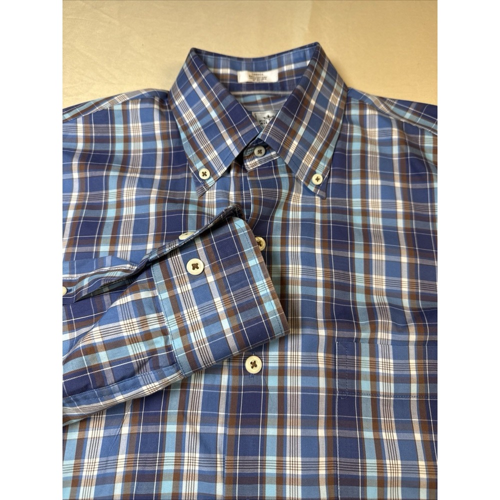 Peter Millar Shirt Men's Small‎ Plaid Long Sleeve Button Up Shirt Blue Cotton